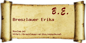 Breszlauer Erika névjegykártya